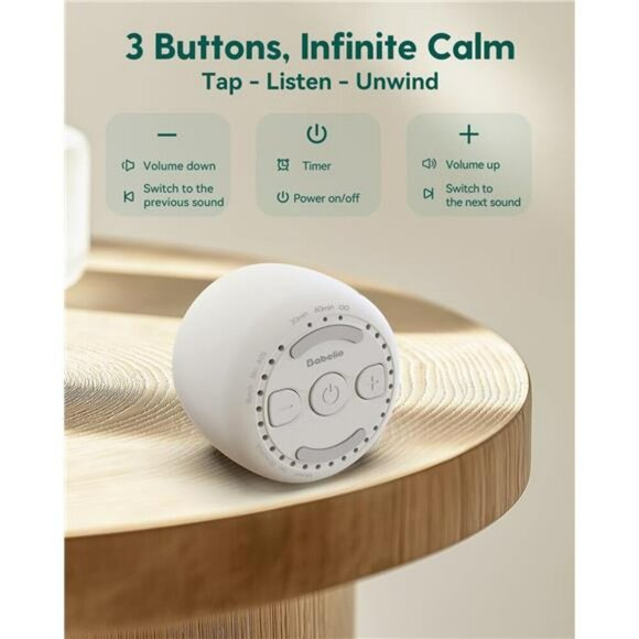 Portable White Noise Machine 15 Sound Sleep Aid Travel Timer Memory Rechargeable - Picture 6 of 7